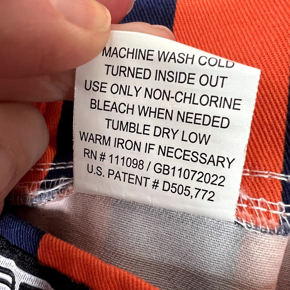 GAME BIBS Orange Navy Blue Striped Overalls Unisex SMALL Broncos Bears Knicks - Picture 5 of 7